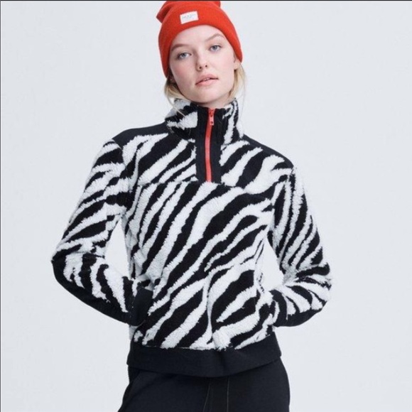 Rag & Bone zebra print half zip pullover s… - Picture 2 of 5